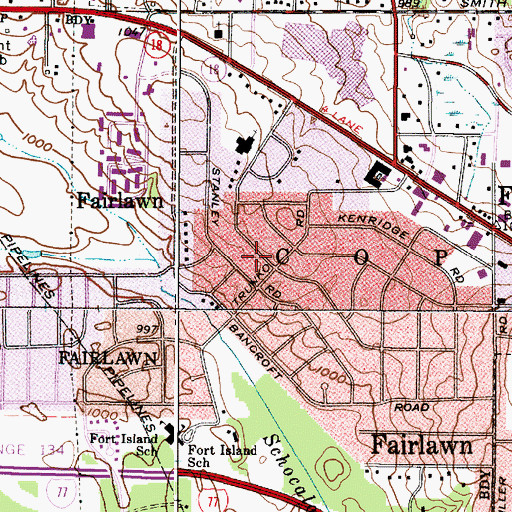 Topographic Map of City of Fairlawn, OH