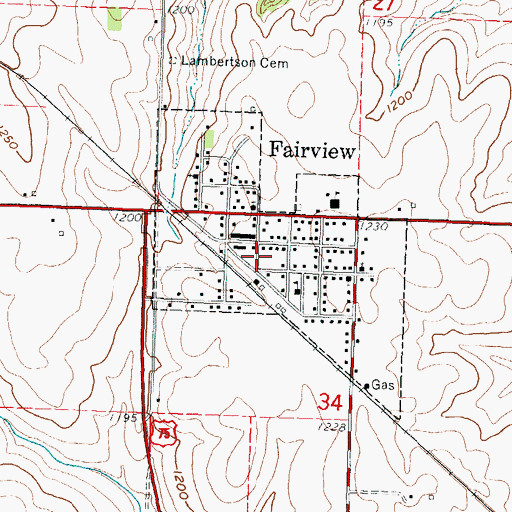 Topographic Map of City of Fairview, KS