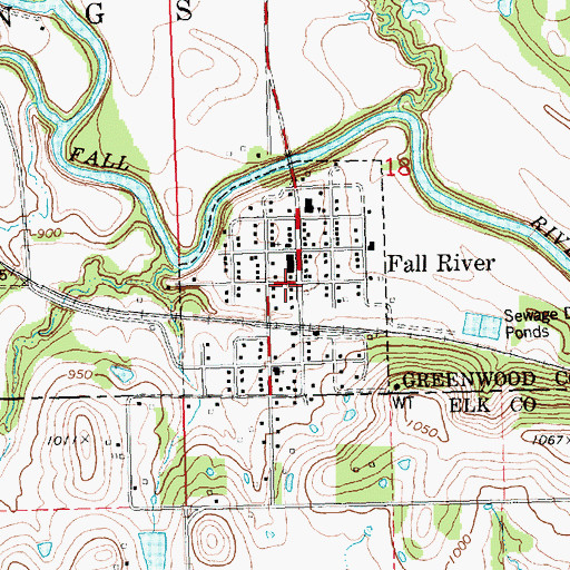 Topographic Map of City of Fall River, KS