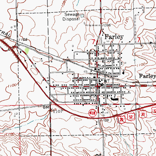 Topographic Map of City of Farley, IA