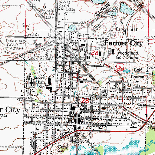 Topographic Map of City of Farmer City, IL