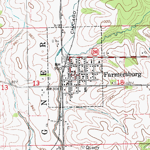 Topographic Map of City of Farmersburg, IA