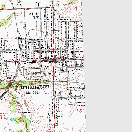 Topographic Map of City of Farmington, IL