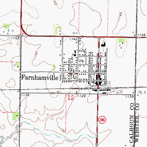 Topographic Map of City of Farnhamville, IA