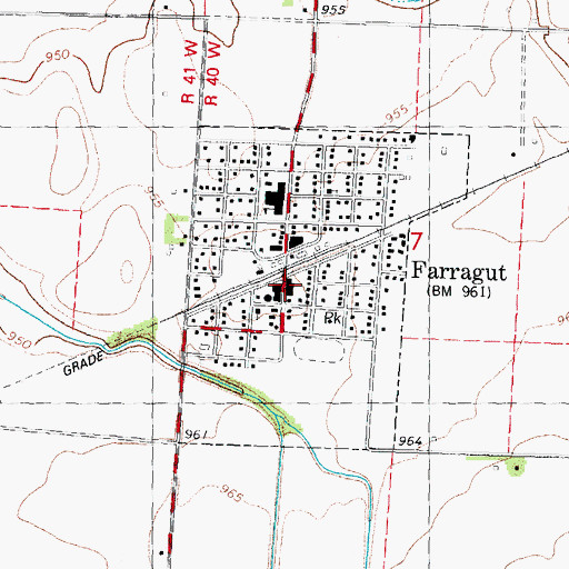 Topographic Map of City of Farragut, IA