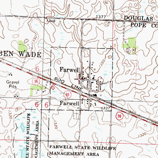 Topographic Map of City of Farwell, MN