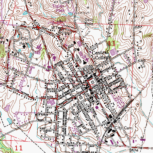Topographic Map of City of Fayette, MO