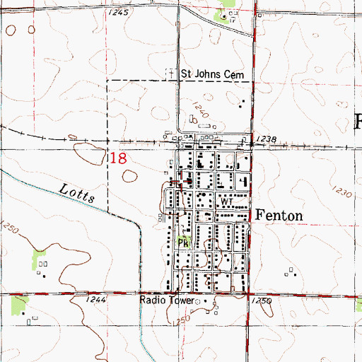 Topographic Map of City of Fenton, IA