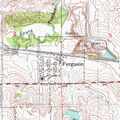 Topographic Map of City of Ferguson, IA