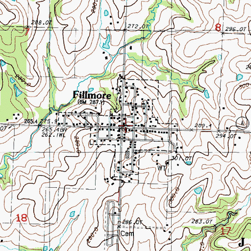 Topographic Map of City of Fillmore, MO
