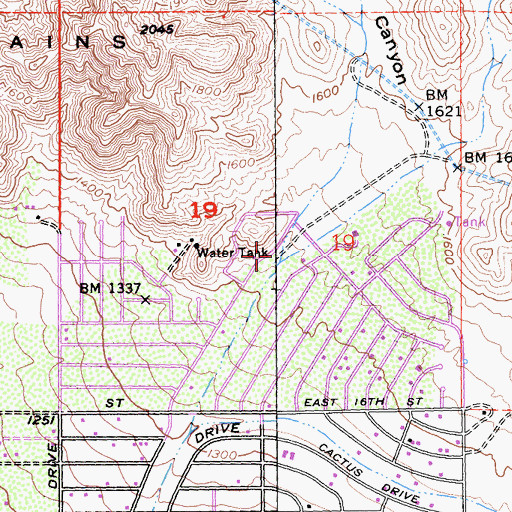 Topographic Map of Blind Canyon, CA