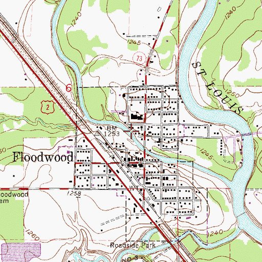 Topographic Map of City of Floodwood, MN