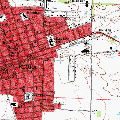 Topographic Map of City of Flora, IL