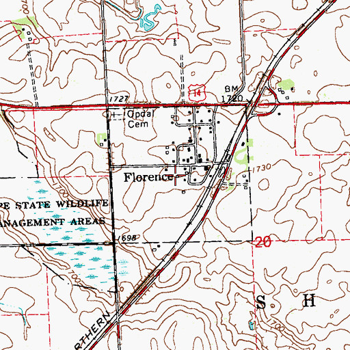 Topographic Map of City of Florence, MN