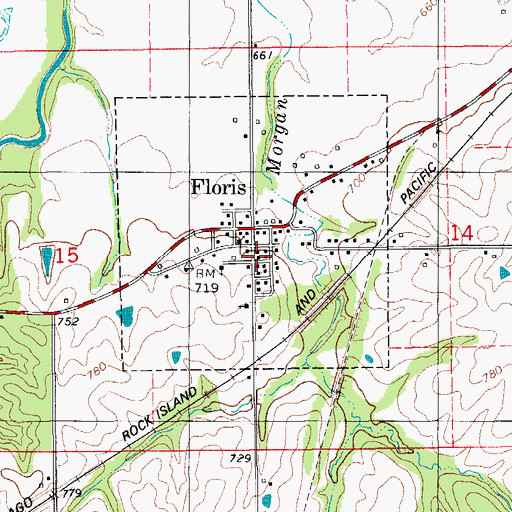 Topographic Map of City of Floris, IA
