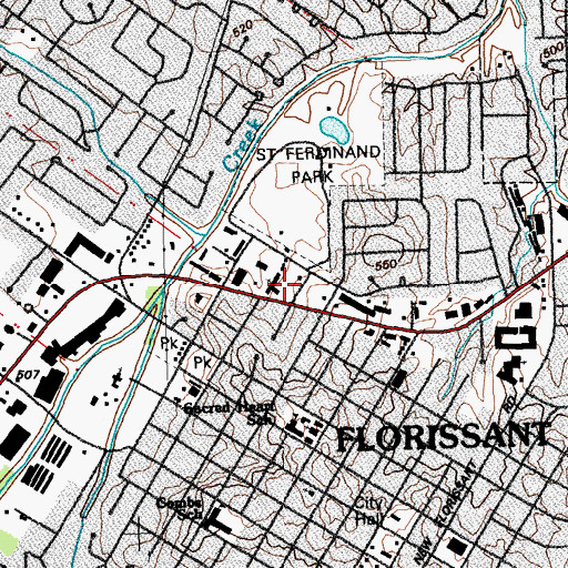 Topographic Map of City of Florissant, MO
