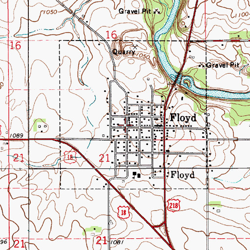 Topographic Map of City of Floyd, IA