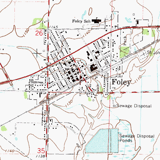 Topographic Map of City of Foley, MN