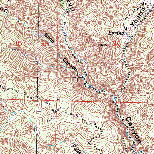 Topographic Map of Blind Canyon, CA
