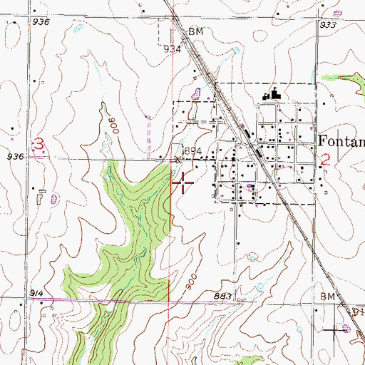 Topographic Map of City of Fontana, KS