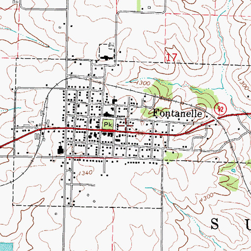Topographic Map of City of Fontanelle, IA