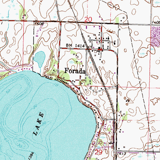 Topographic Map of City of Forada, MN