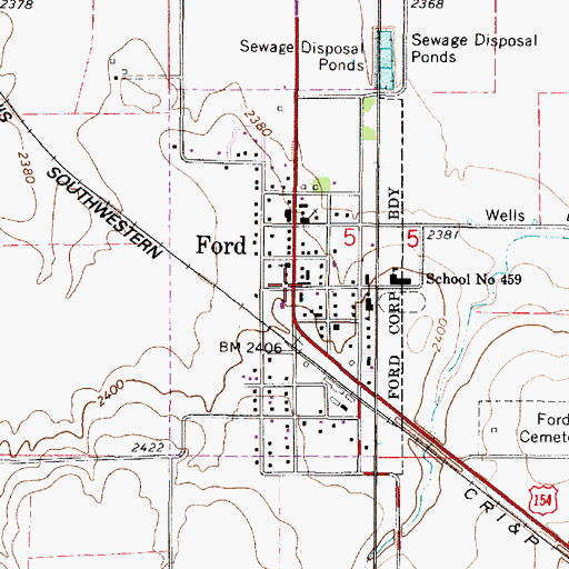 Topographic Map of City of Ford, KS