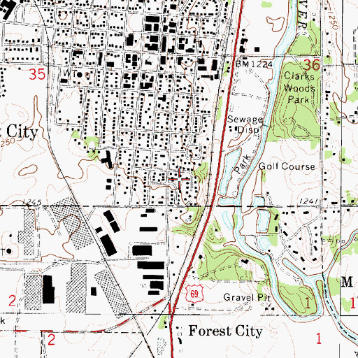Topographic Map of City of Forest City, IA