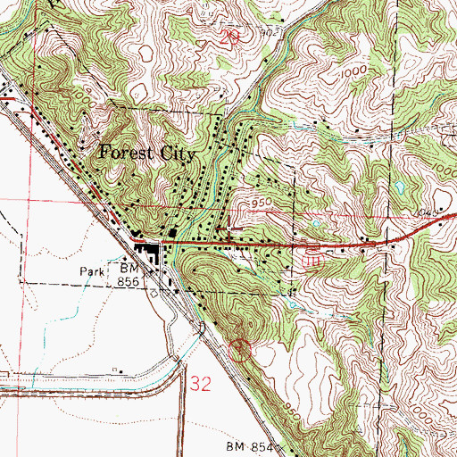 Topographic Map of City of Forest City, MO