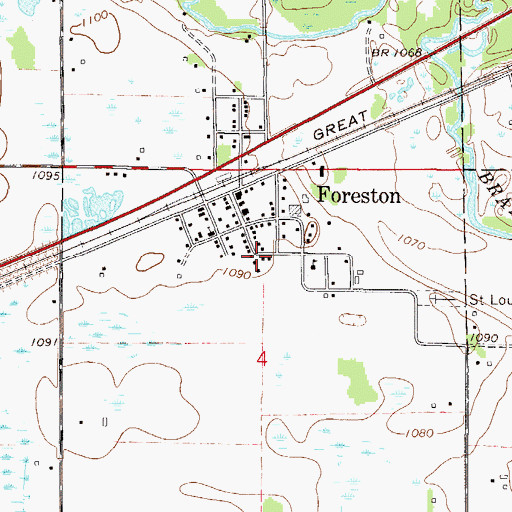 Topographic Map of City of Foreston, MN