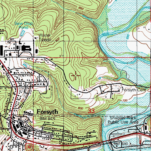 Topographic Map of City of Forsyth, MO