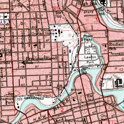 Topographic Map of City of Fort Wayne, IN