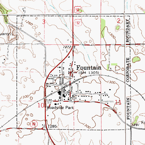 Topographic Map of City of Fountain, MN