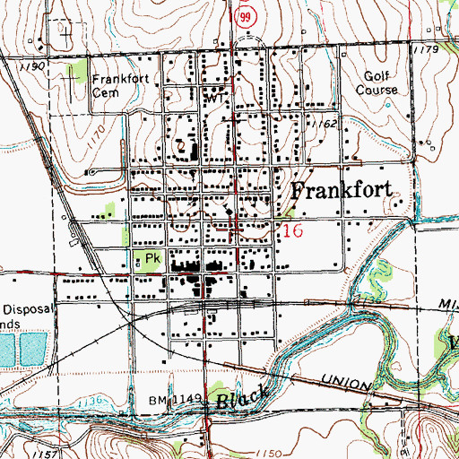 Topographic Map of City of Frankfort, KS