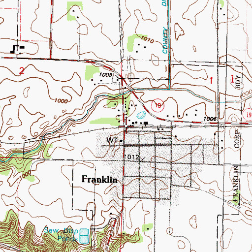 Topographic Map of City of Franklin, MN