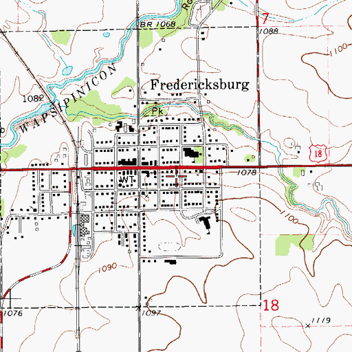 Topographic Map of City of Fredericksburg, IA