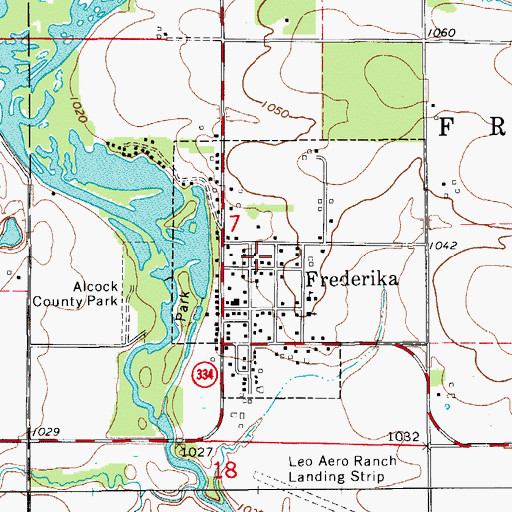 Topographic Map of City of Frederika, IA