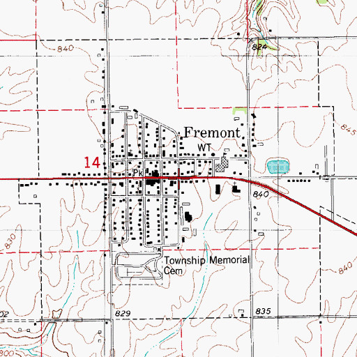 Topographic Map of City of Fremont, IA