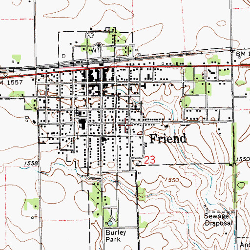 Topographic Map of City of Friend, NE