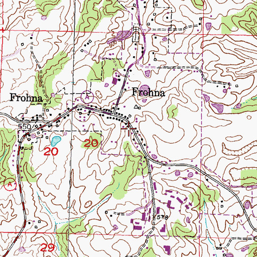 Topographic Map of City of Frohna, MO