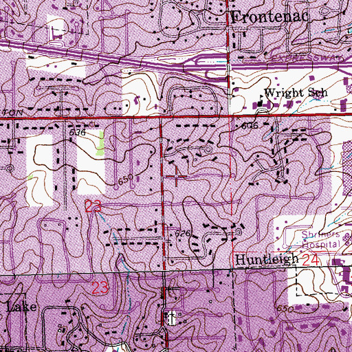 Topographic Map of City of Frontenac, MO