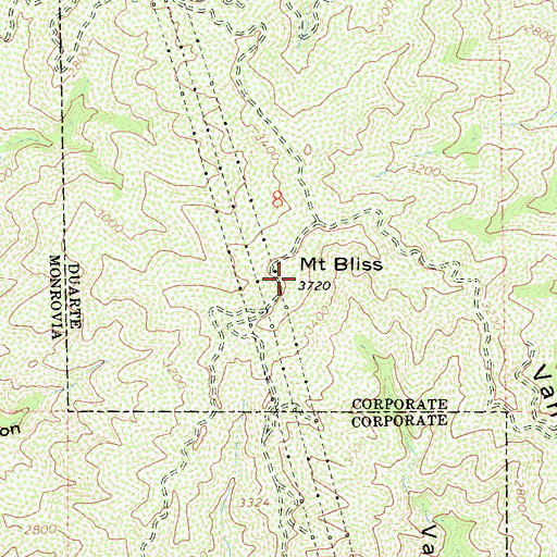 Topographic Map of Mount Bliss, CA