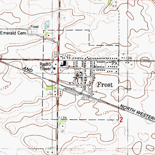 Topographic Map of City of Frost, MN