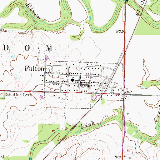 Topographic Map of City of Fulton, KS