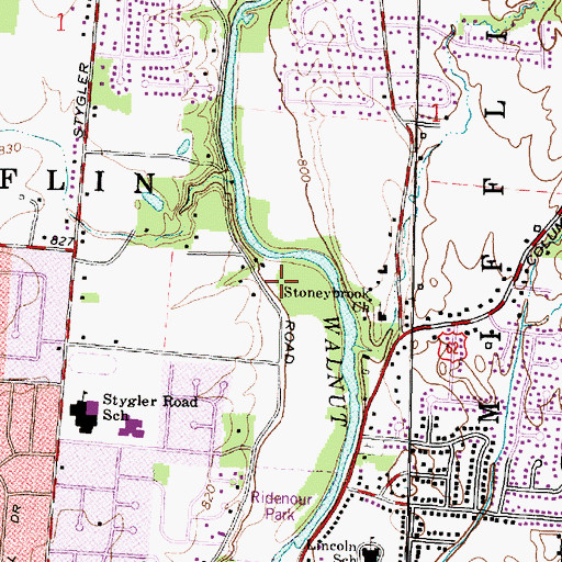 Topographic Map of City of Gahanna, OH