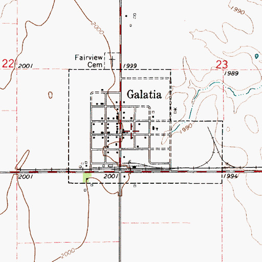 Topographic Map of City of Galatia, KS