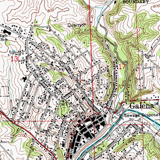 Topographic Map of City of Galena, IL