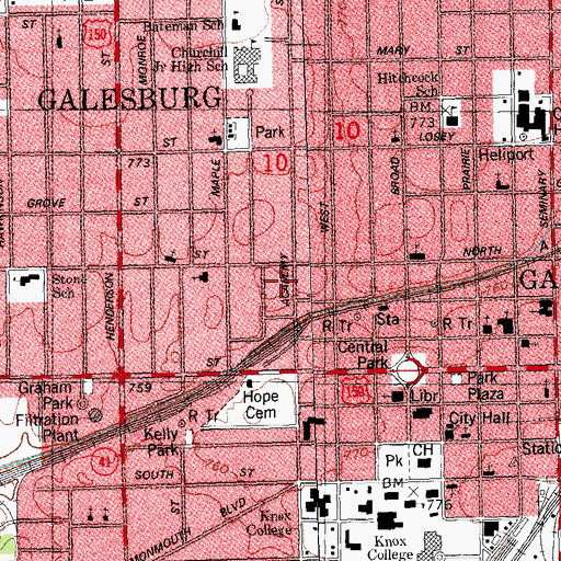 Topographic Map of City of Galesburg, IL
