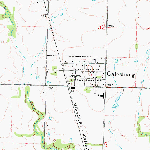 Topographic Map of City of Galesburg, KS