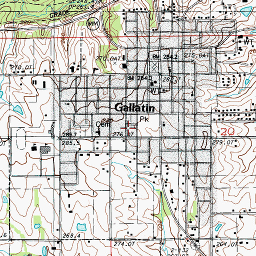 Topographic Map of City of Gallatin, MO